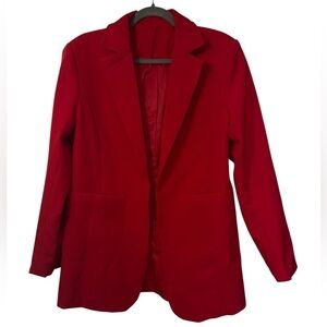 Women's Red Open Front Blazer